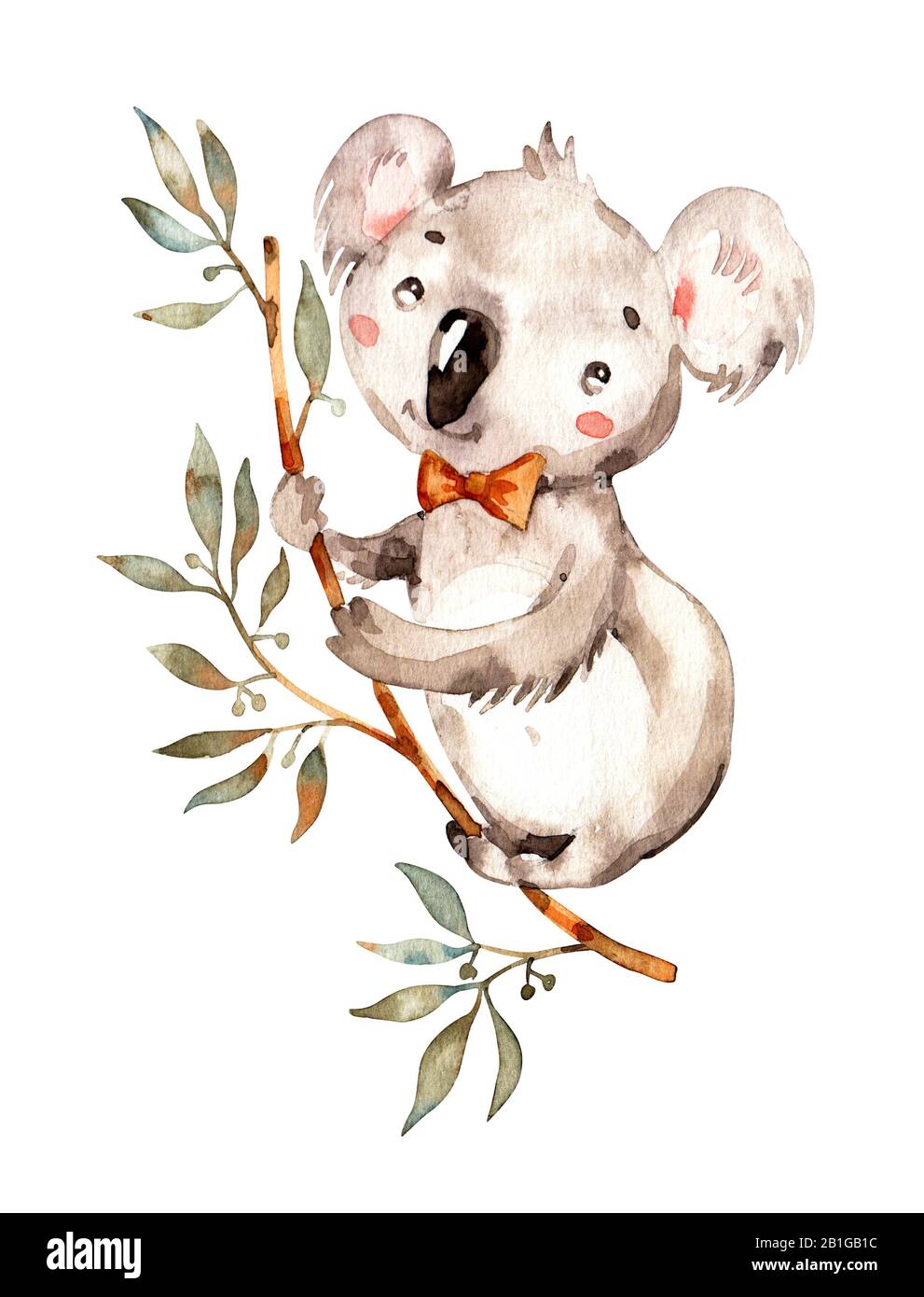 Adorable bébé animal australien koala. Aquarelle de pépinière peinture faite à la main enfants garçon fille illustration. Clipart de boho. Faune dessinée à la main isolée Banque D'Images