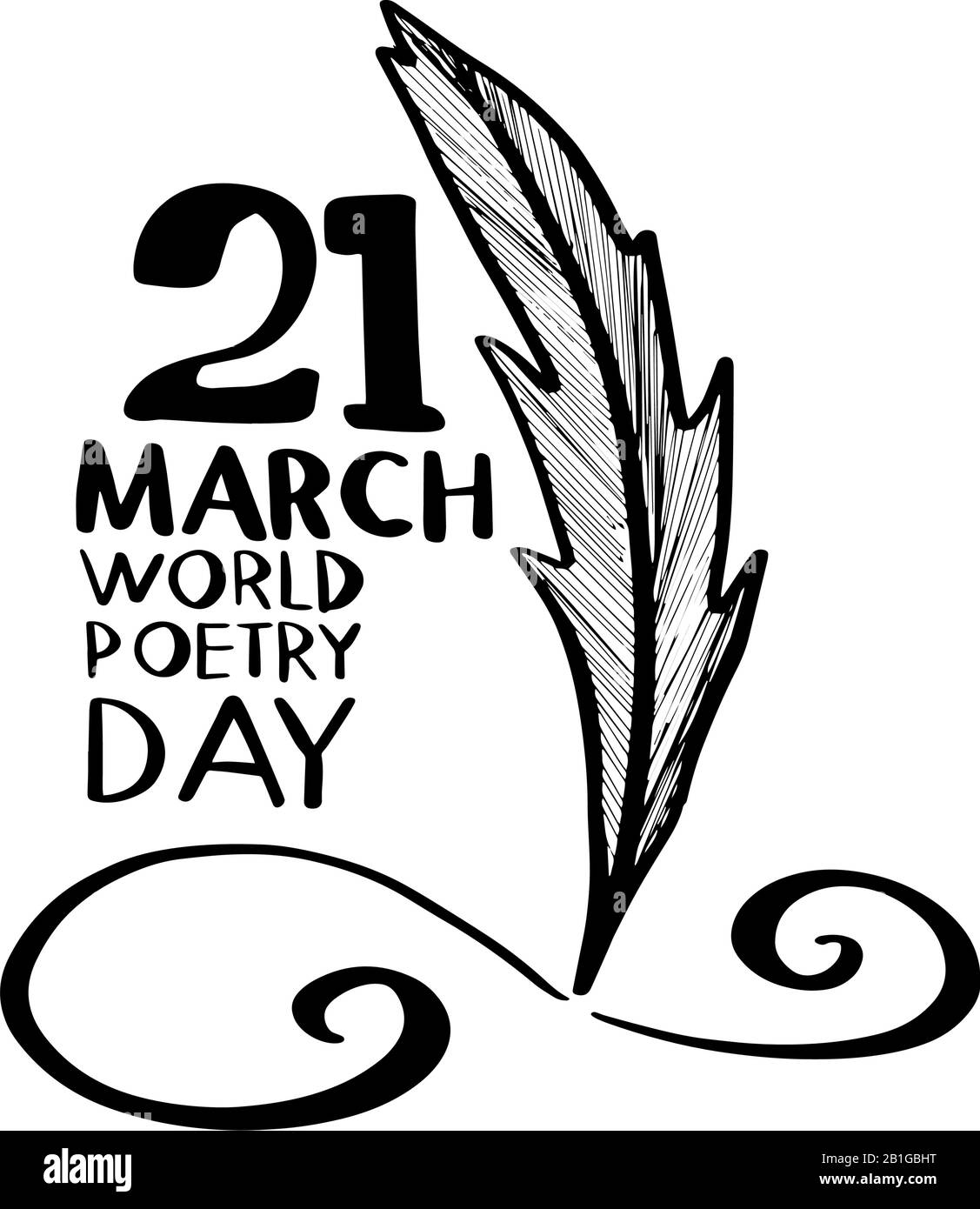 21 mars Journée mondiale de la poésie lettres dessinées à la main et stylo isolés sur fond blanc.illustration du contour vectoriel. Illustration de Vecteur