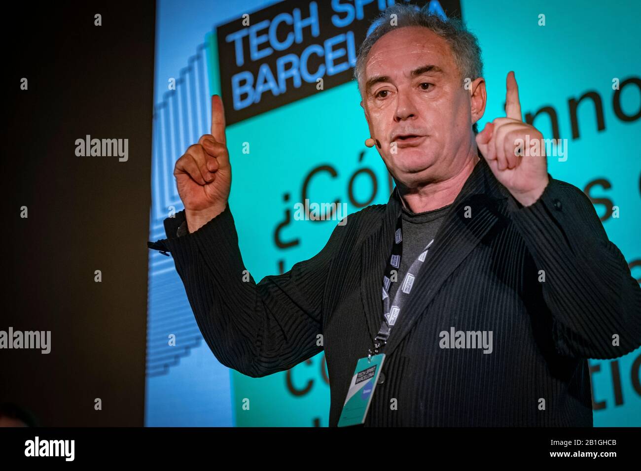 Ferran Adrià Acosta, fondateur du restaurant primé El Bulí à Cala Montjoi, parlant pendant l'événement.Premier jour de Tech Spirit Barcelona, un autre congrès improvisé au Mobile World Congress 2020 (MWC2020), qui vise à réunir de nouveaux talents, innovations commerciales et sponsors pour promouvoir la création de nouvelles initiatives commerciales. Banque D'Images