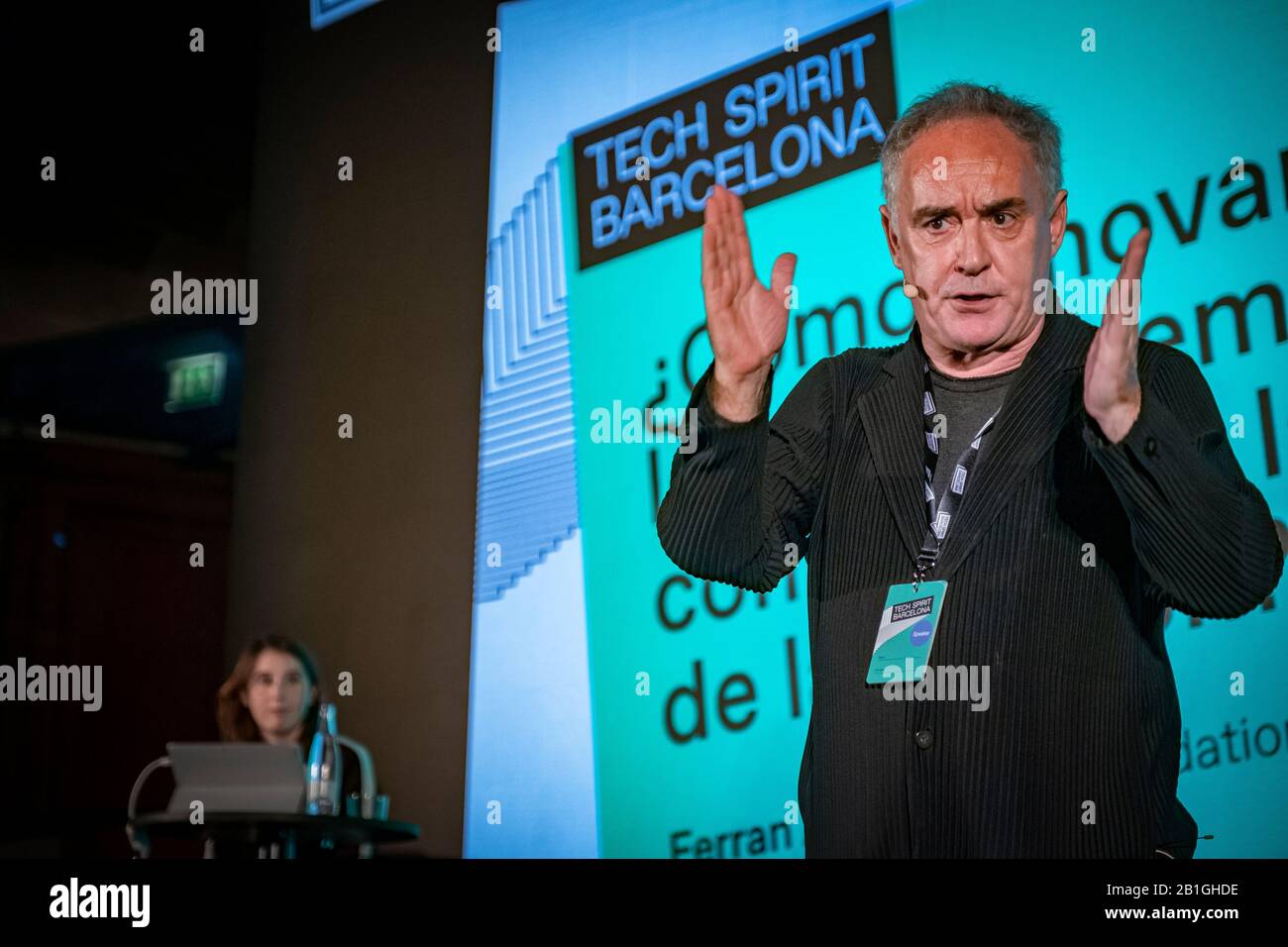 Ferran Adrià Acosta, fondateur du restaurant primé El Bulí à Cala Montjoi, parlant pendant l'événement.Premier jour de Tech Spirit Barcelona, un autre congrès improvisé au Mobile World Congress 2020 (MWC2020), qui vise à réunir de nouveaux talents, innovations commerciales et sponsors pour promouvoir la création de nouvelles initiatives commerciales. Banque D'Images
