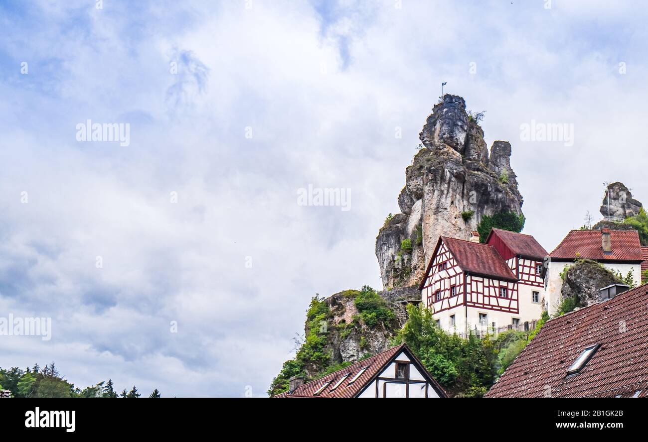 Vue sur Cityscape de Tüchersfeld en franconie suisse, Allemagne Banque D'Images