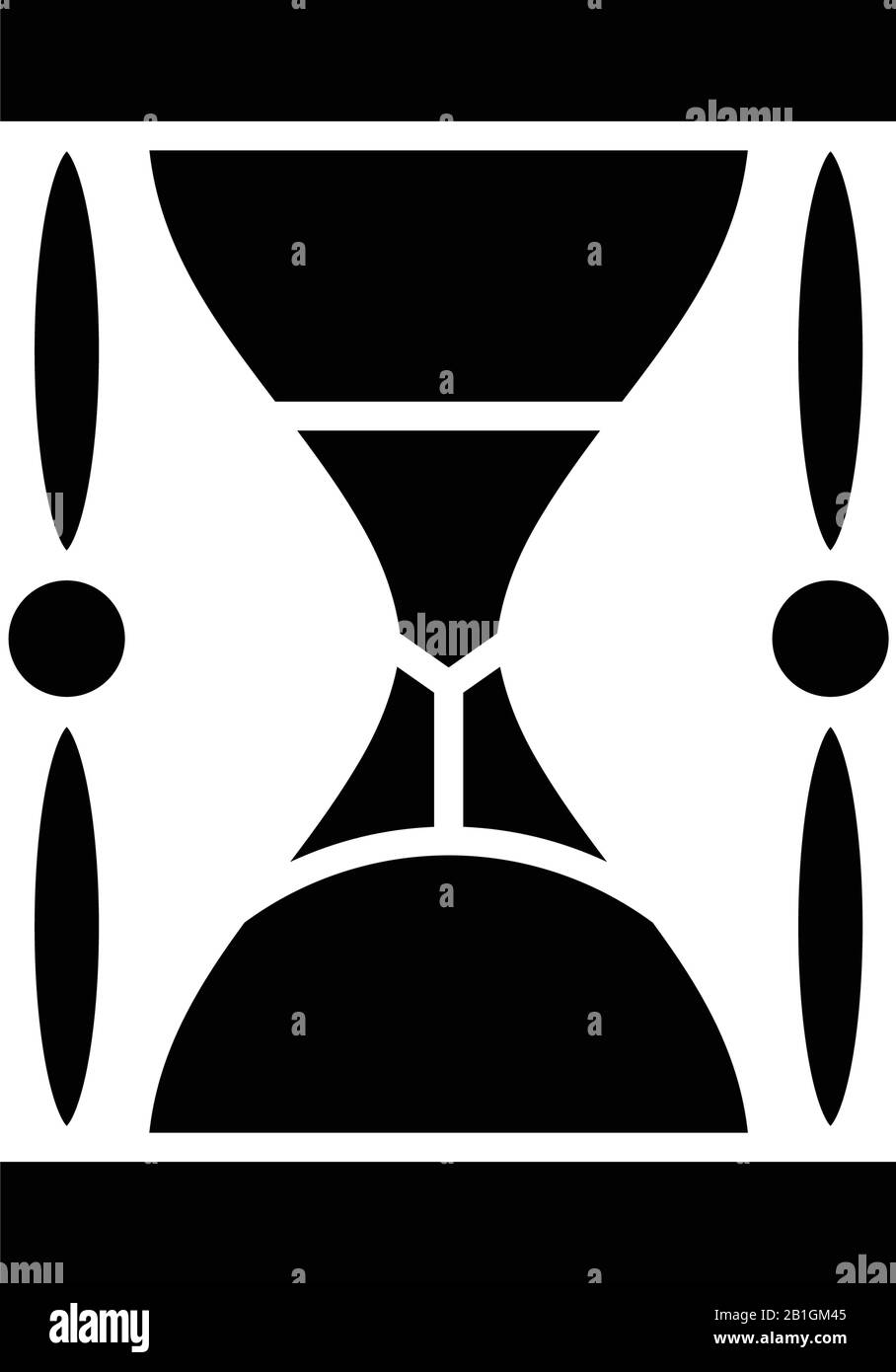 Horloges archaïques icône noire, illustration conceptuelle, symbole vectoriel plat, signe glyphe. Illustration de Vecteur