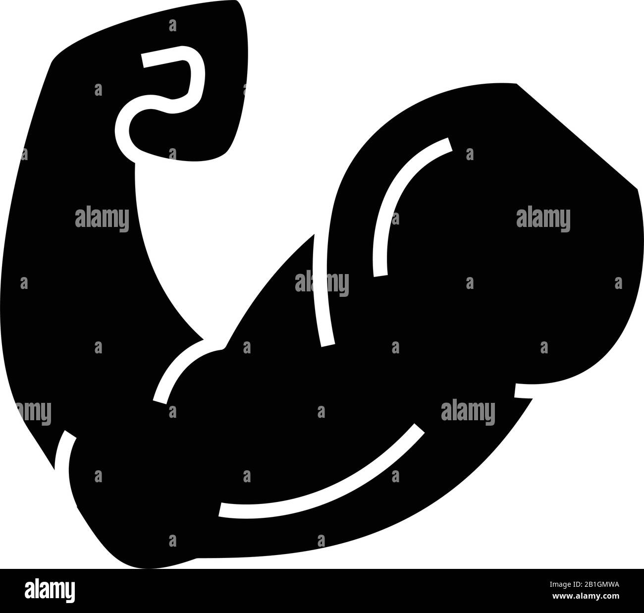 Icône noire biceps, illustration conceptuelle, symbole plat vectoriel, signe glyphe. Illustration de Vecteur