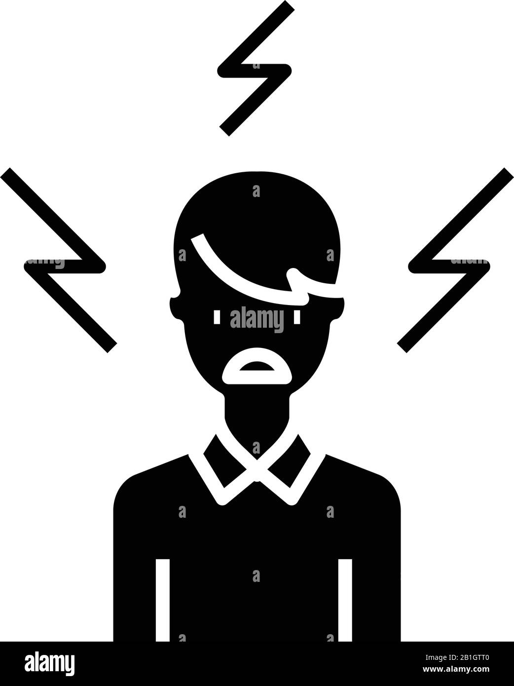 Icône noire ennuyeuse, illustration du concept, symbole plat vectoriel, signe glyphe. Illustration de Vecteur