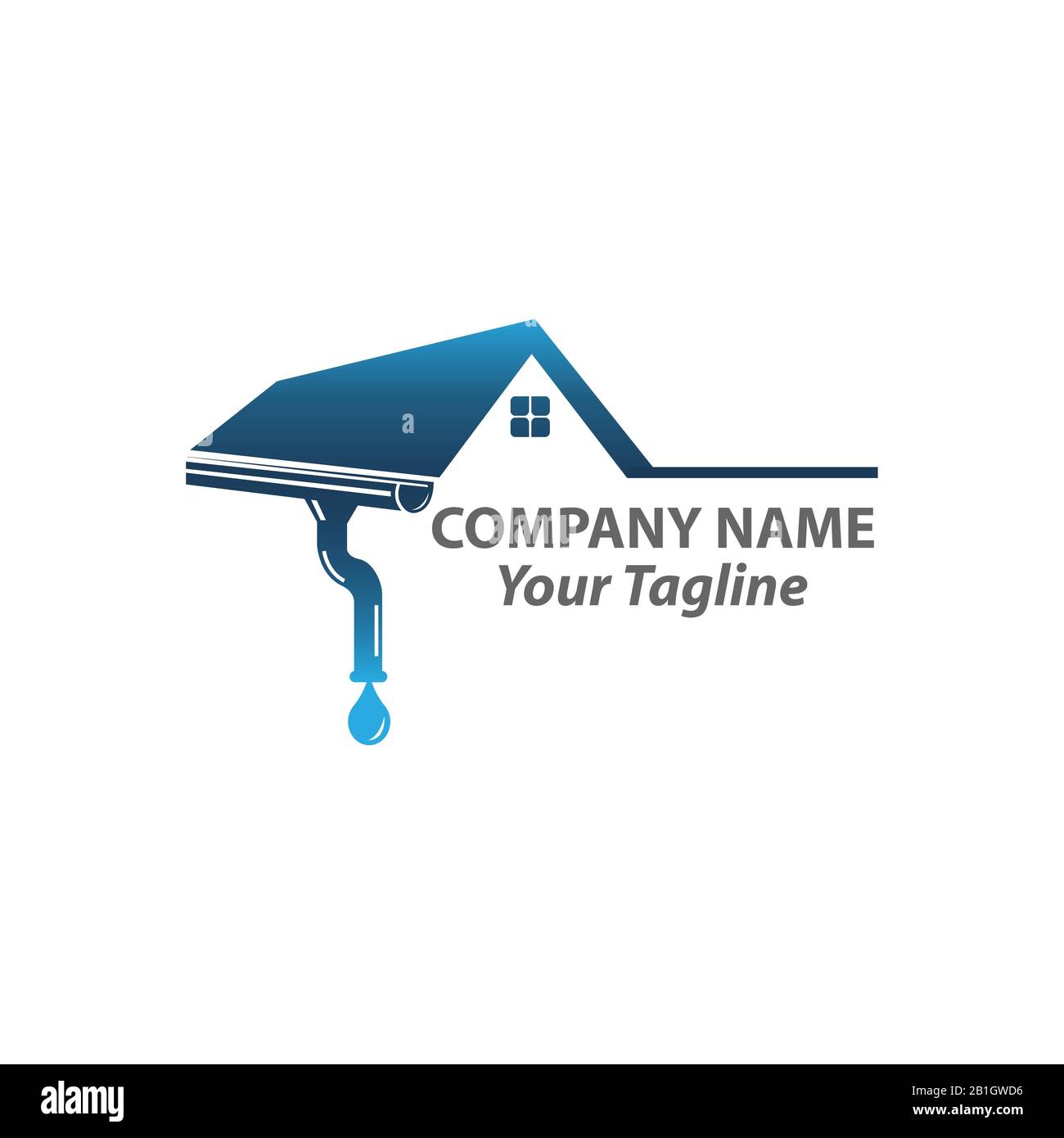 modèle de logo de gouttière et de toit de maison. Conception vectorielle de descente de toit. Logotype des services de gouttière Illustration de Vecteur