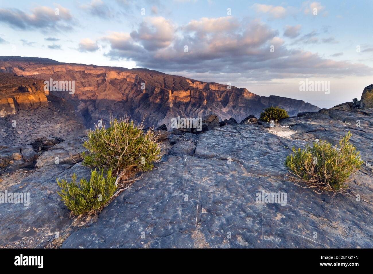 Paysage Jabal Shams le matin, Oman Banque D'Images