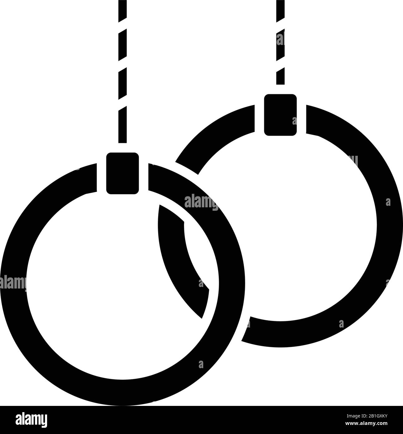 Anneaux acrobatiques icône noire, illustration conceptuelle, symbole vectoriel plat, signe glyphe. Illustration de Vecteur