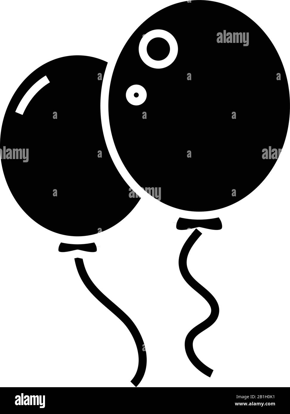 Icône noire Baloons, illustration conceptuelle, symbole plat vectoriel, signe glyphe. Illustration de Vecteur