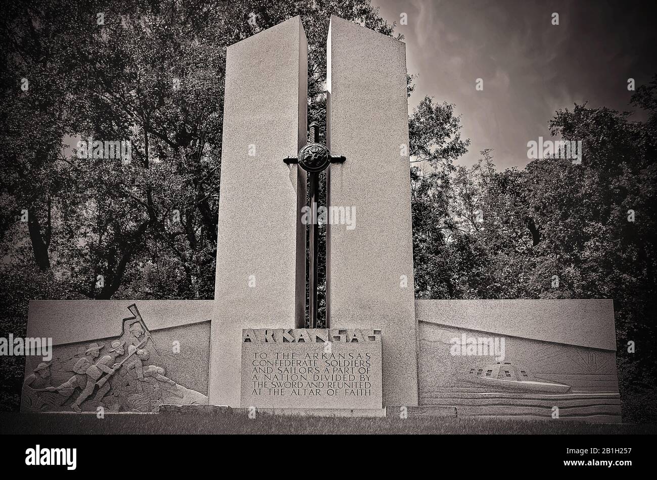 Le mémorial de l'État de l'Arkansas au parc militaire national de Vicksburg rend hommage aux soldats qui ont combattu pendant la guerre civile américaine à Vicksburg, au Mississippi. Banque D'Images