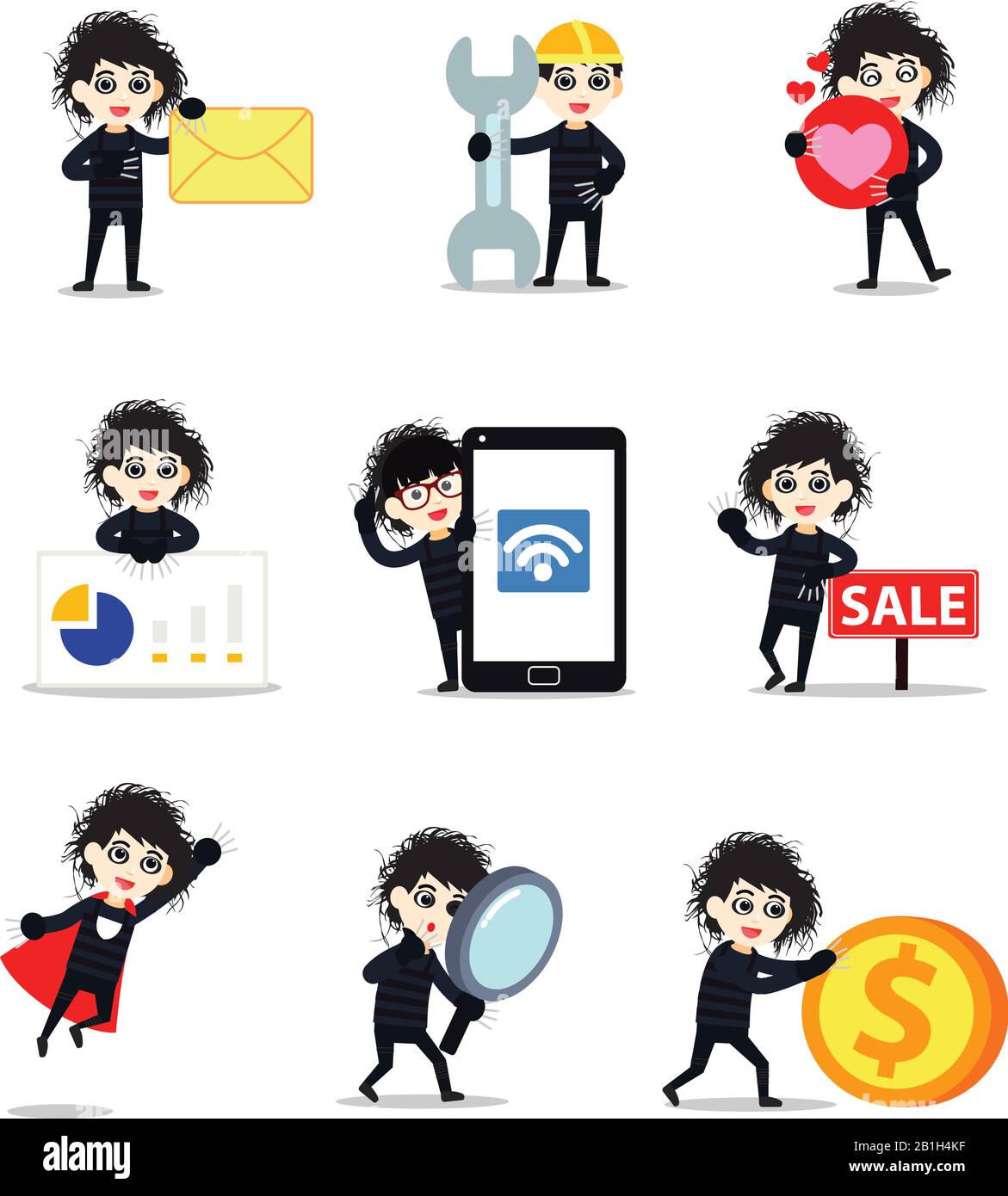 Définir le caractère de la main de ciseaux mâles dans un film romantique. Illustration de Vecteur