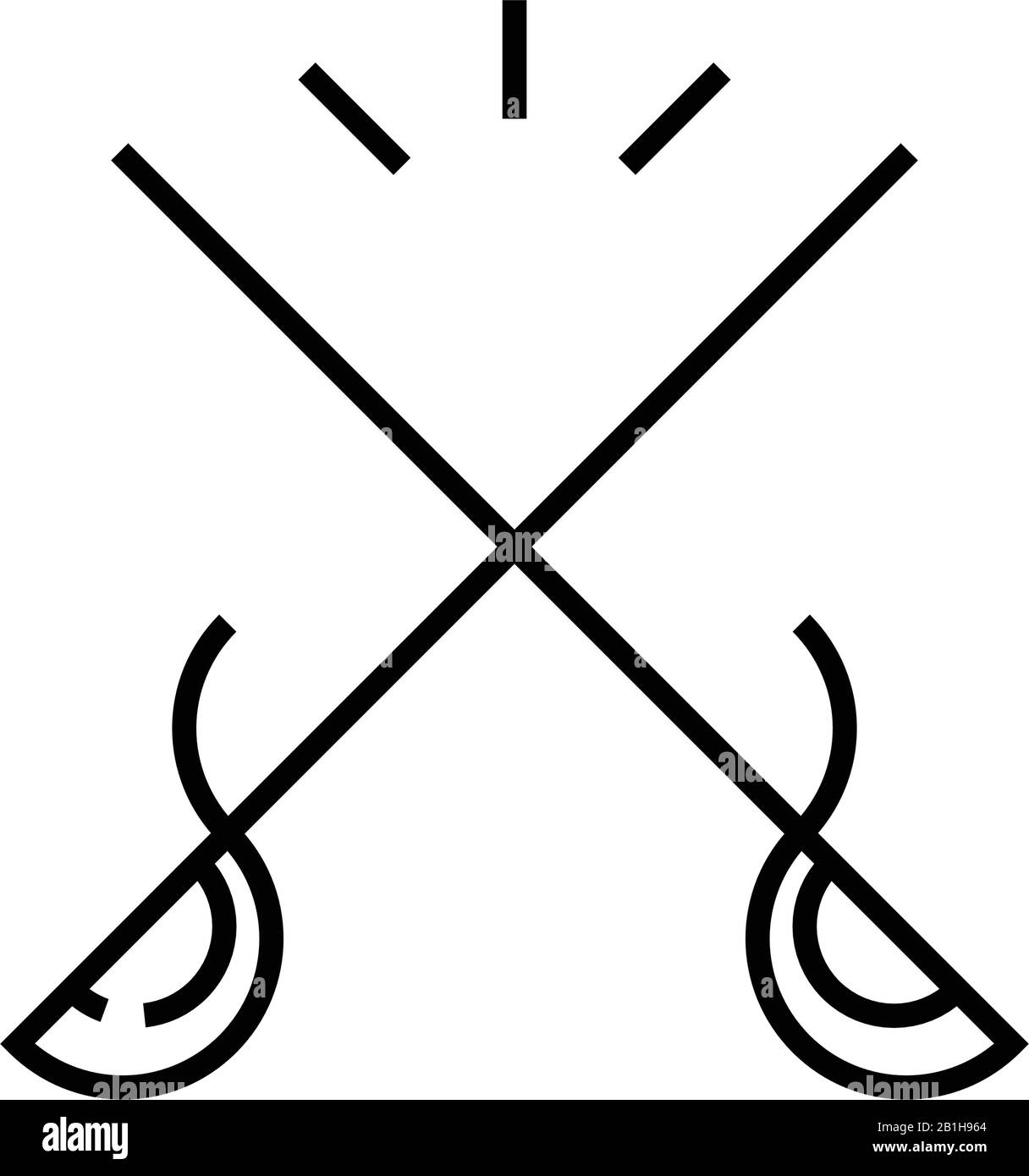 Icône de ligne d'escrime, signe concept, illustration vectorielle de contour, symbole linéaire. Illustration de Vecteur