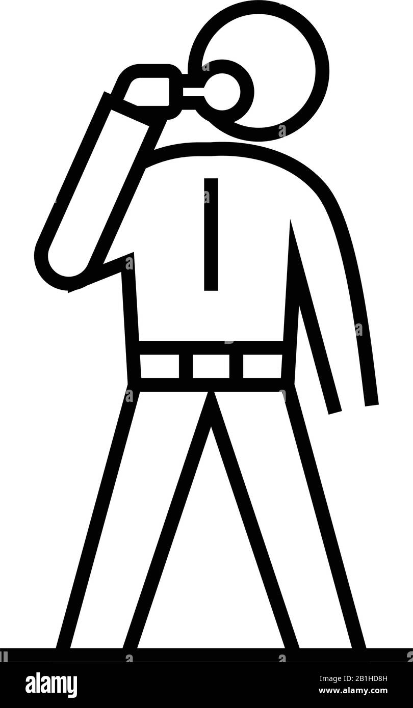 Icône de ligne homme mangeant, signe de concept, illustration vectorielle de contour, symbole linéaire. Illustration de Vecteur