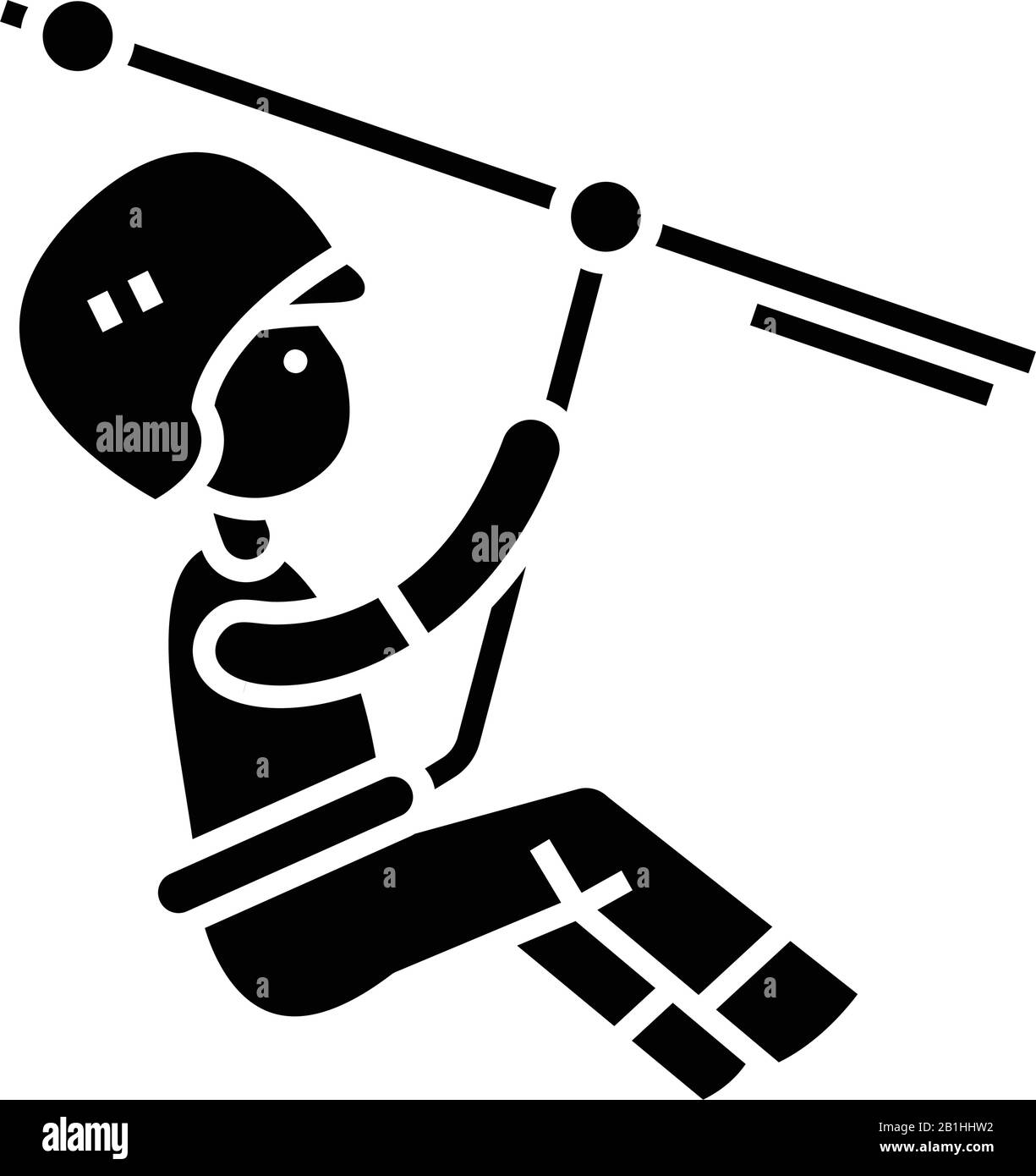Icône noire alpiniste, illustration conceptuelle, symbole plat vectoriel, signe glyphe. Illustration de Vecteur