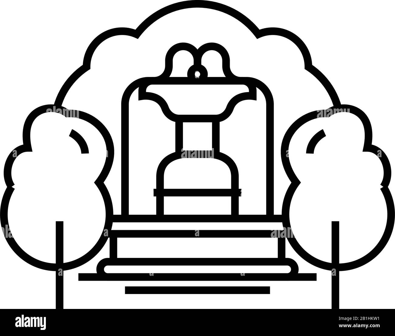 Icône de la fontaine du jardin, signe concept, illustration vectorielle du contour, symbole linéaire. Illustration de Vecteur