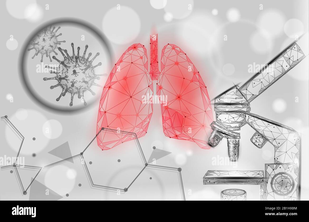 Concept de recherche microscopique en médecine des poumons humains. Analyse du danger d'infection par le virus respiratoire. Affiche sur la thérapie de l'hôpital de la tuberculose Illustration de Vecteur