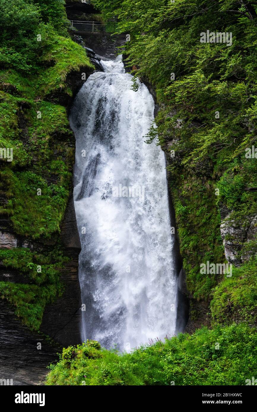 Chute d'eau Reichenbach en Suisse. La chute d'eau était la toile de fond du stand final de Sherlock Holmes. Il était au cas roaring de 250 m de haut Banque D'Images