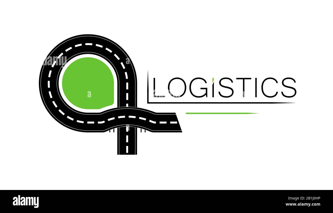 Logo ou emblème d'une compagnie logistique ou d'un service routier. Construction de routes. Expédition. Échange de transport. Illustration de Vecteur