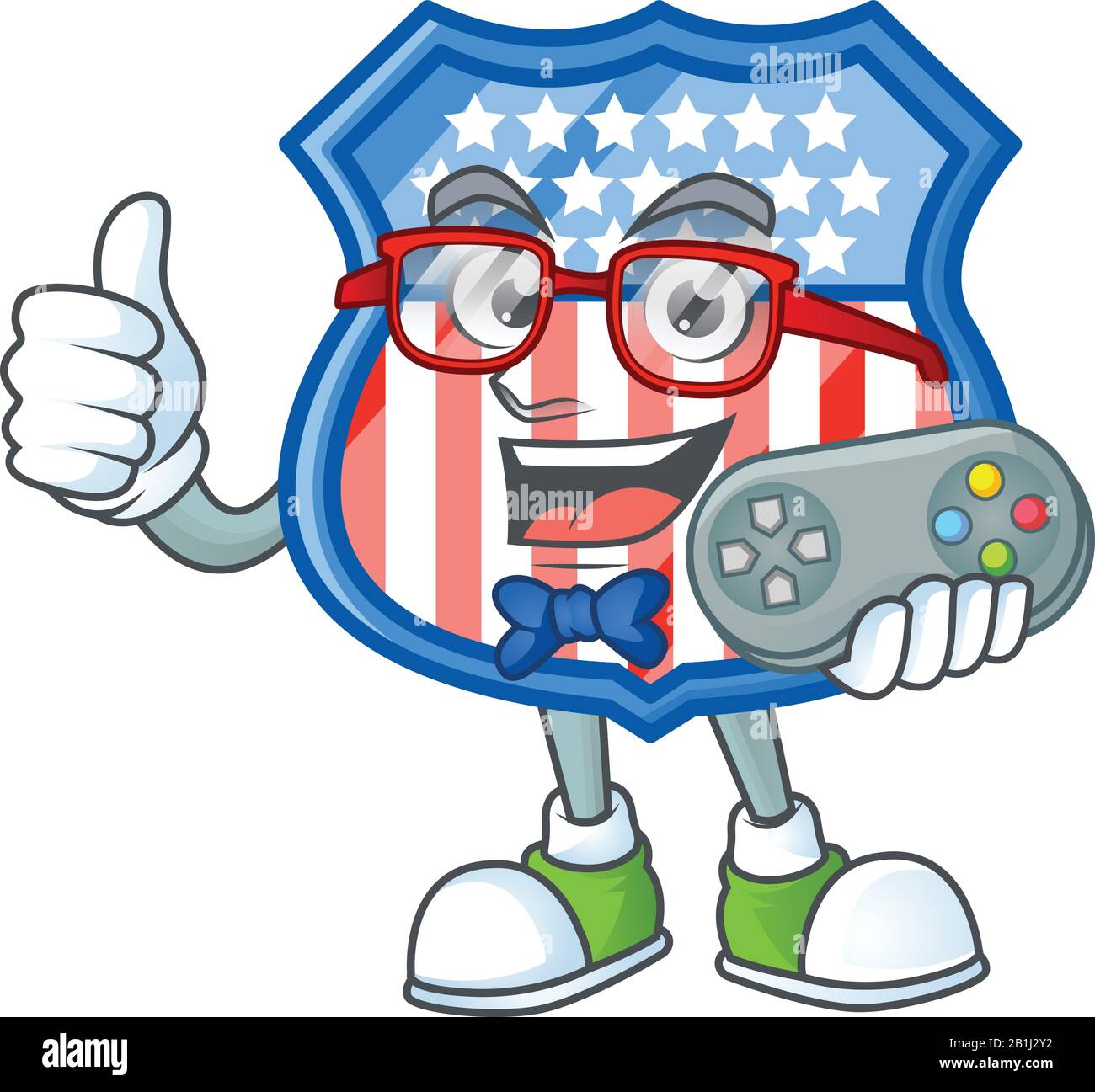 Un joli logo de bouclier de joueur américain dessin de personnage de dessin animé Illustration de Vecteur