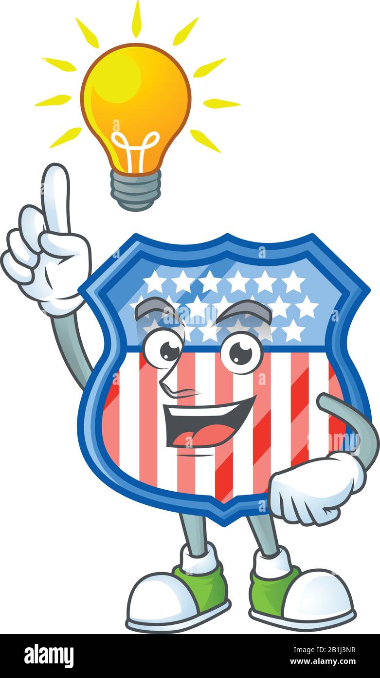 Les badges Smart Shield des États-Unis personnage de dessin animé a une idée Illustration de Vecteur
