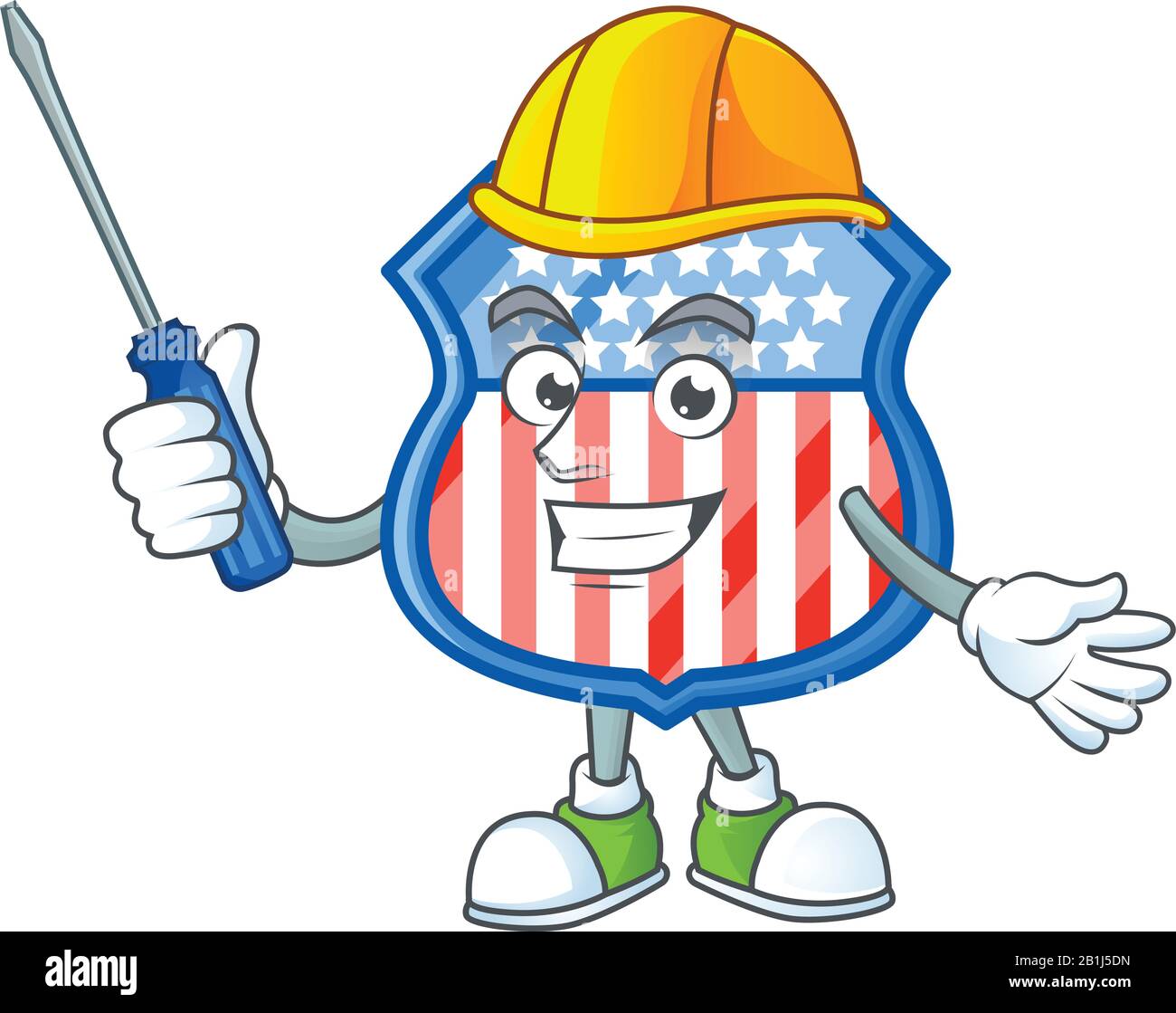 Les badges Smart Automotive Shield sont des États-Unis dans un style de personnage de dessin animé Illustration de Vecteur
