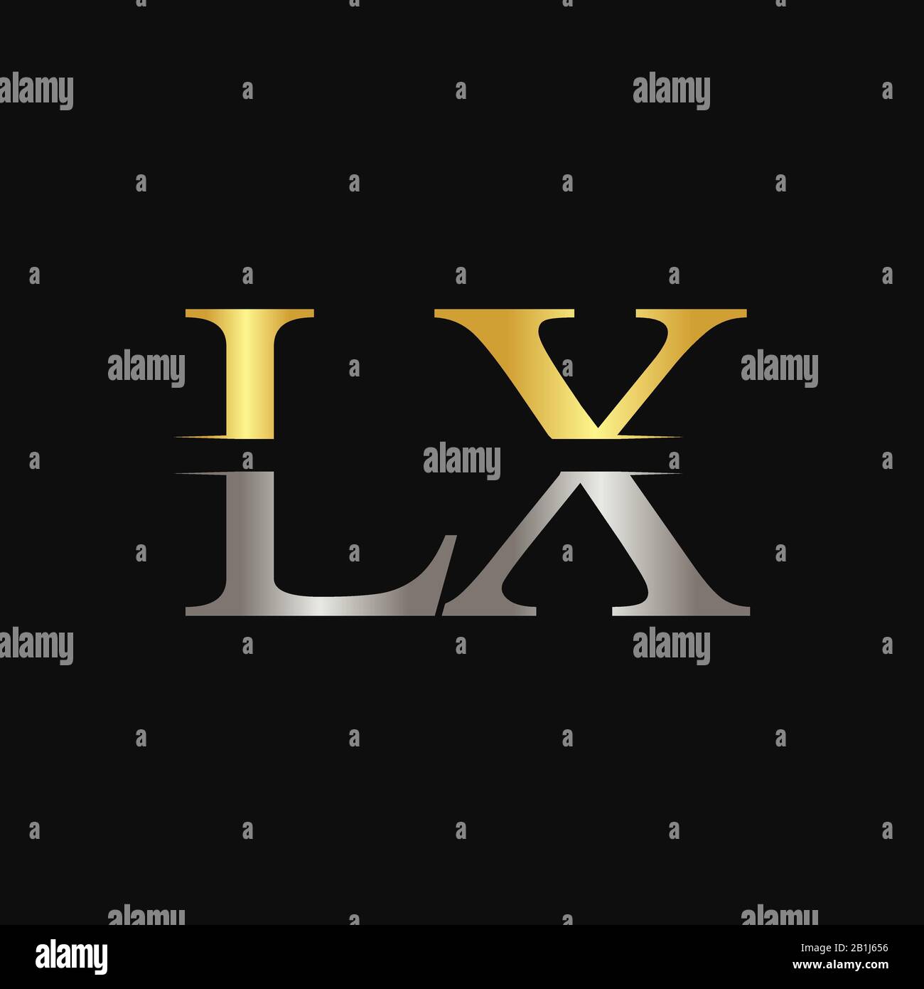 Modèle vectoriel initial LX letter logo Design. Logo abstrait Black Letter LX Illustration de Vecteur