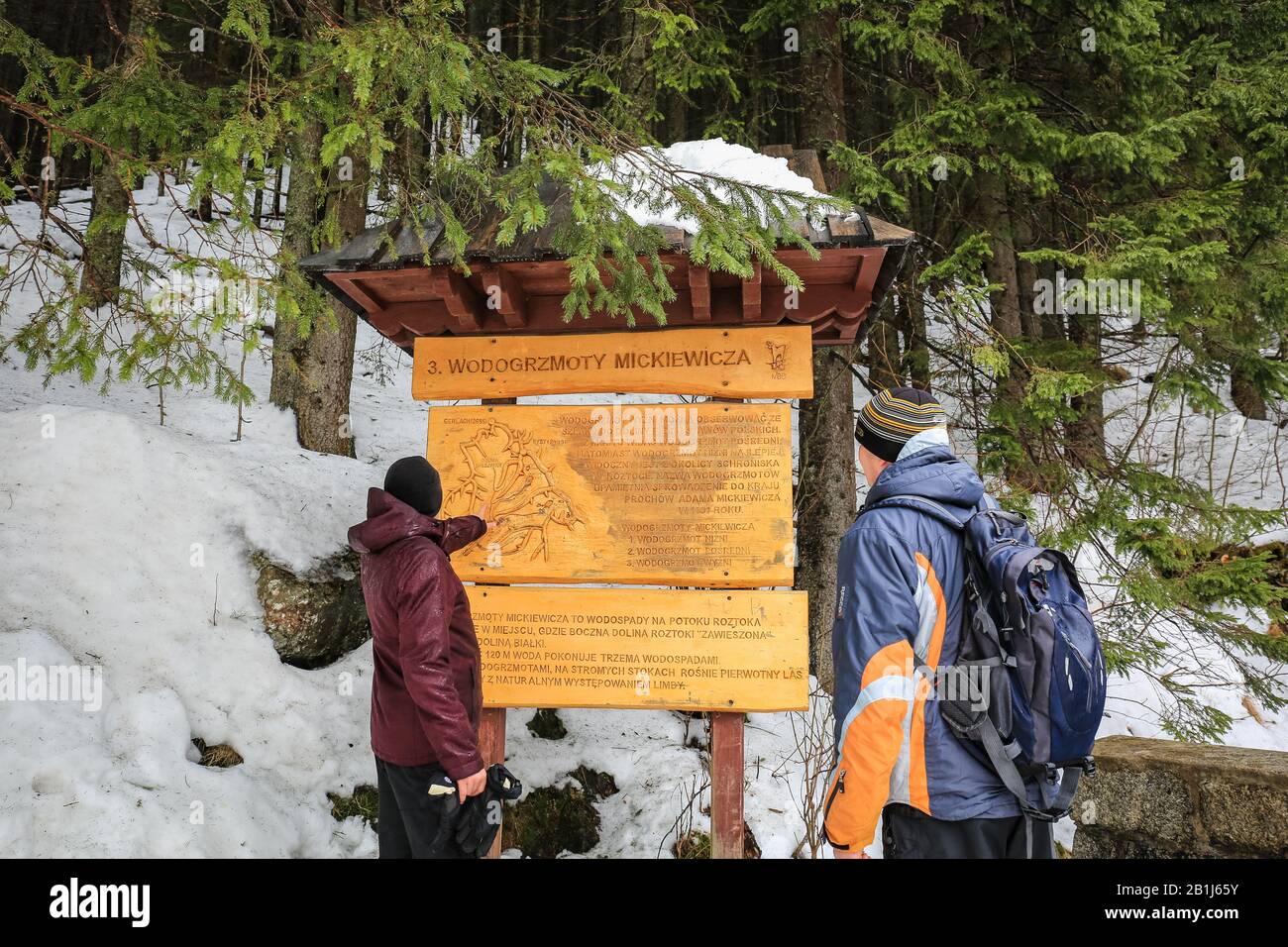 Zakopane, Pologne, 31 Janvier 2020. Cascades éducatives en bois de Mickiewicz dans les montagnes Tatra, Zakopane. Crédit: Waldemar Sikora Banque D'Images