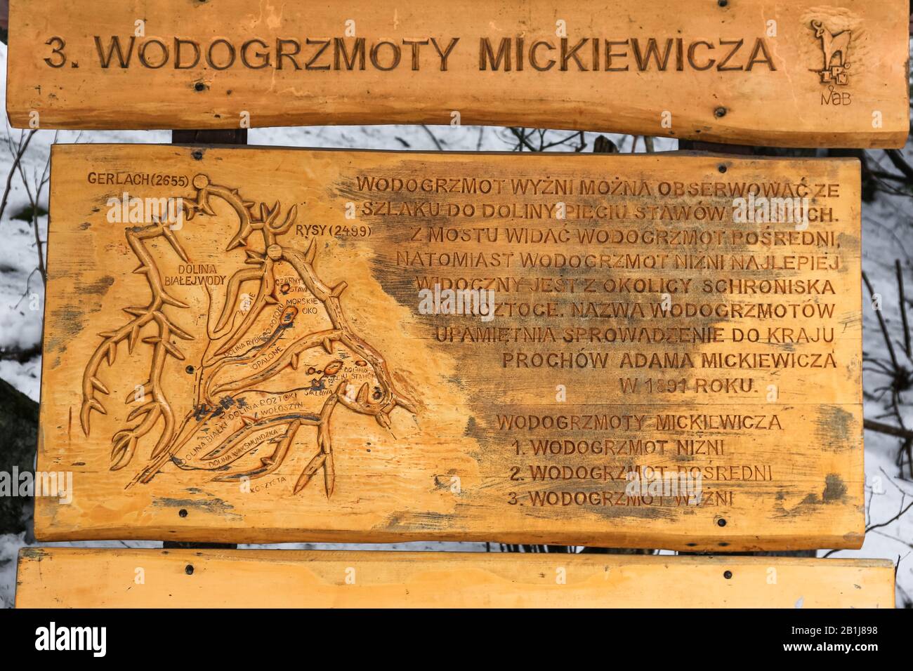 Zakopane, Pologne, 31 Janvier 2020. Cascades éducatives en bois de Mickiewicz dans les montagnes Tatra, Zakopane. Crédit: Waldemar Sikora Banque D'Images