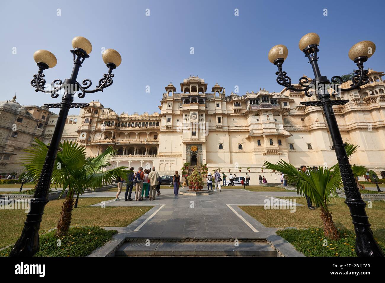 Vue extérieure du Palais de la ville d'Udaipur, Rajasthan, Inde Banque D'Images