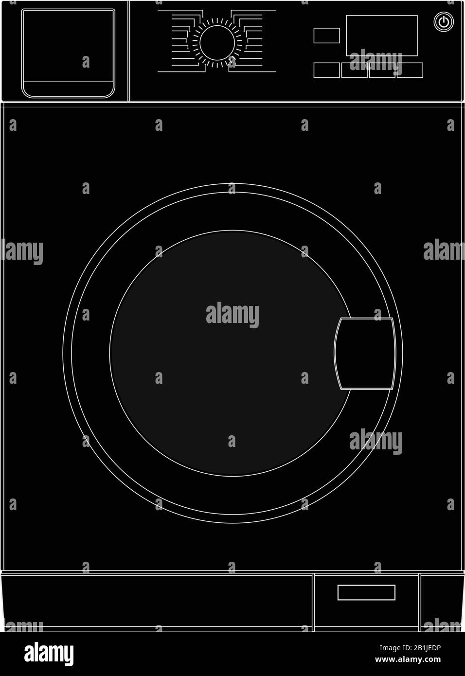 Lave-linge. Icône noire Illustration de Vecteur
