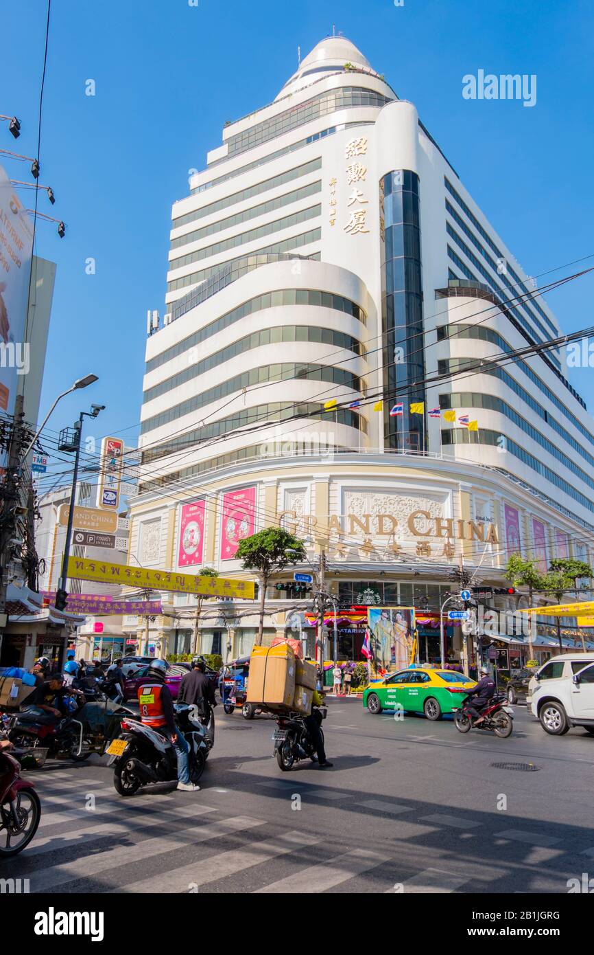 Hôtel Grand China, Yaowarat Road, Chinatown, Bangkok, Thaïlande Banque D'Images