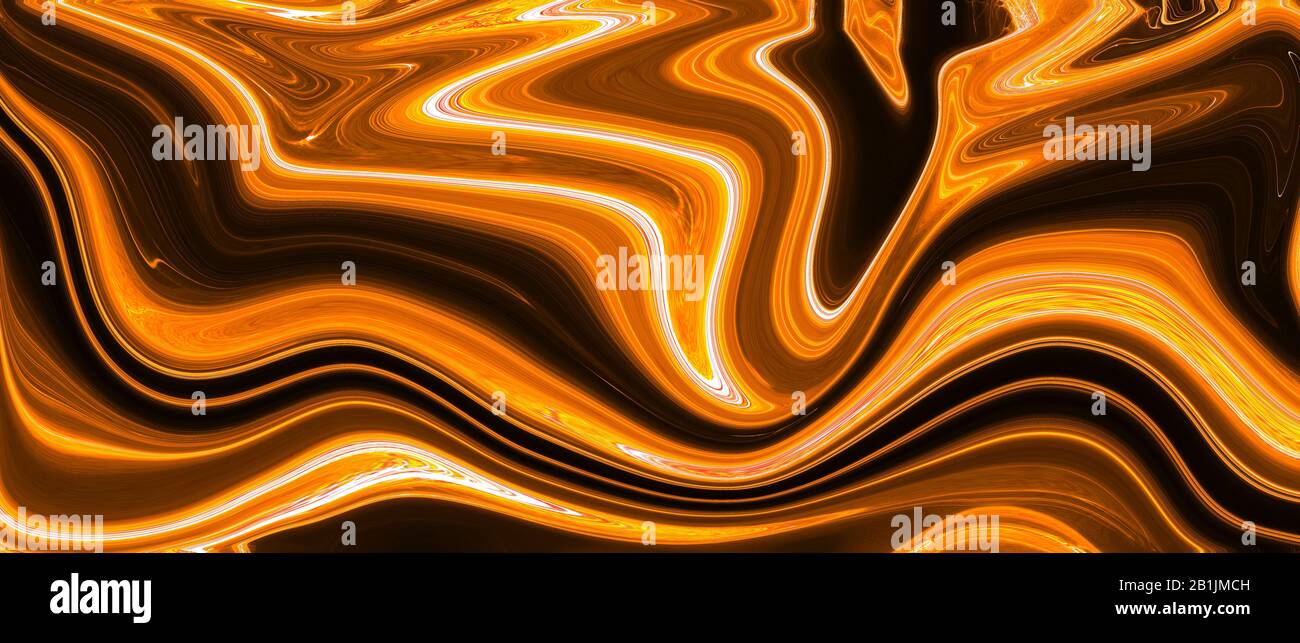 peinture à l'huile de couleur licuid noir et blanc orange. arrière-plan abstrait et texture. bannière d'illustration. écran large extrême. Banque D'Images