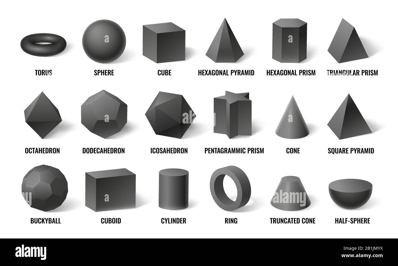 Formes de base réalistes. Forme de sphère avec ombre, géométrie de cube et  modèle de prisme dans l'ensemble d'illustrations vectorielles de concept de  perspective Image Vectorielle Stock - Alamy