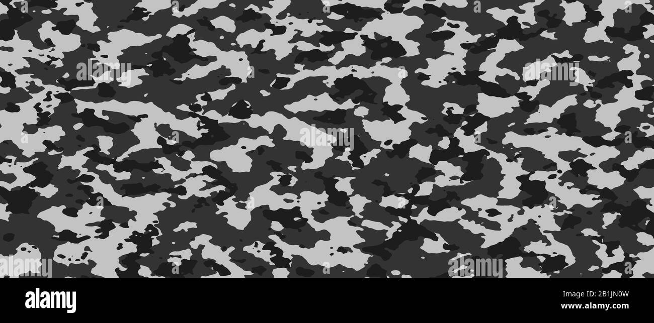 bannière camouflage noir et gris. arrière-plan et texture. illustration du modèle d'arrière-plan. écran large extrême. Banque D'Images