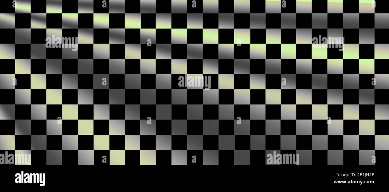 drapeau à damier blanc et noir pour fond de course et texture. bannière d'illustration tridimensionnelle. rapport écran large extrême. Banque D'Images