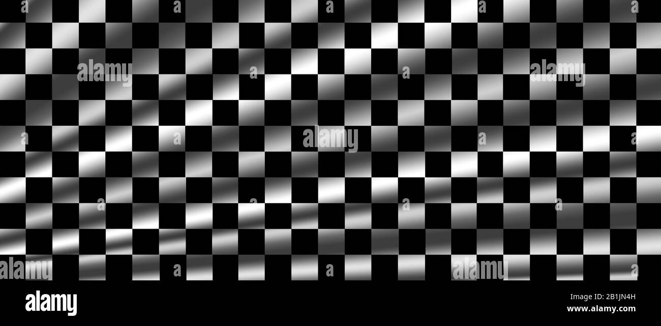 drapeau à damier blanc et noir pour fond de course et texture. bannière d'illustration tridimensionnelle. rapport écran large extrême. Banque D'Images