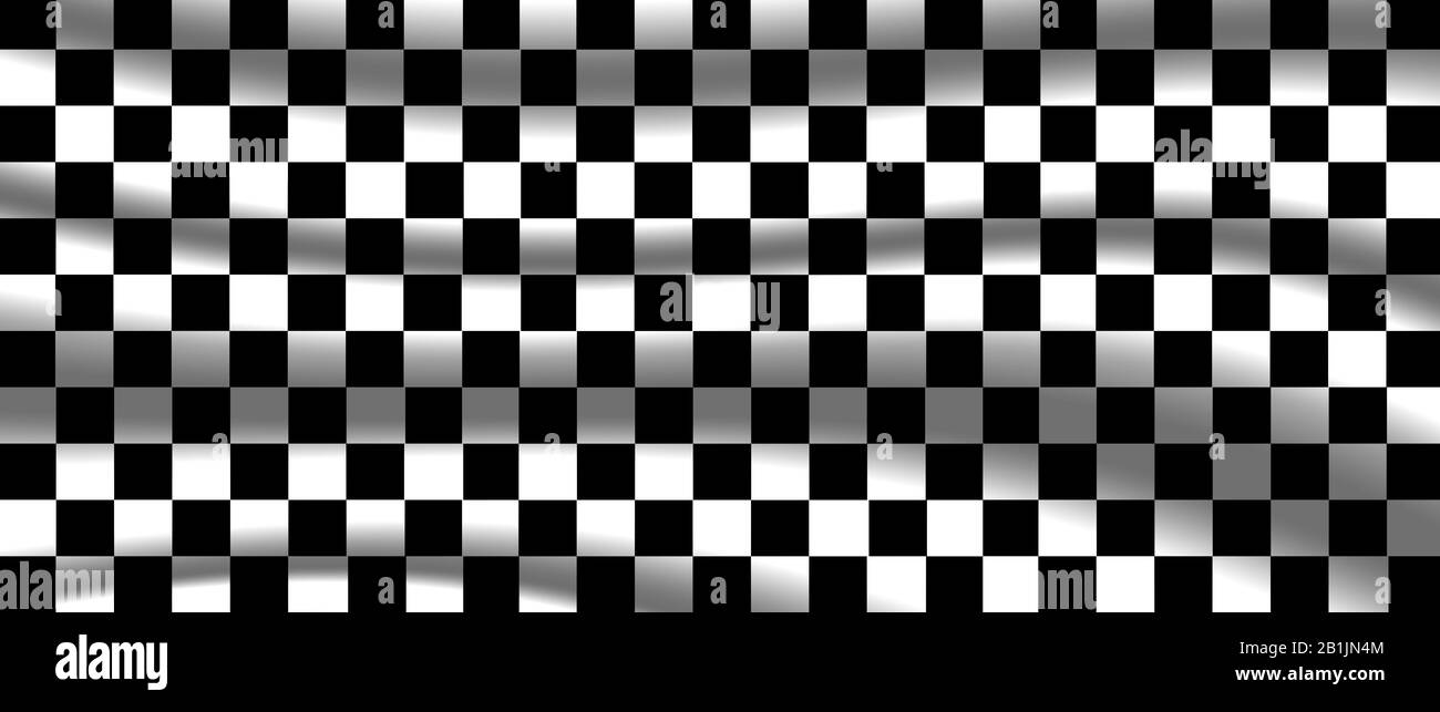 drapeau à damier blanc et noir pour fond de course et texture. bannière d'illustration tridimensionnelle. rapport écran large extrême. Banque D'Images