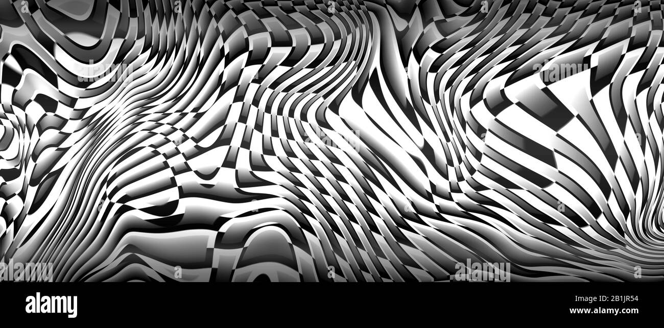métal liquide noir et blanc avec lumière et ombre. fond et texture du métal. illustration tridimensionnelle. Banque D'Images