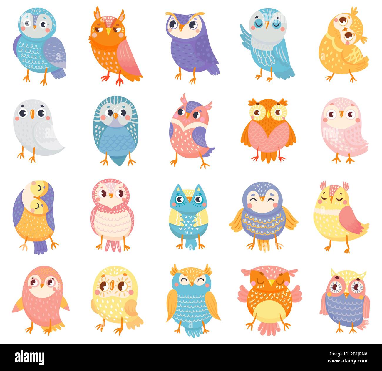 Chouette De Bande Dessinee Ensemble D Illustrations Vectorielles Chouettes Oiseaux De Foret Et Chouettes Dessinees A La Main Image Vectorielle Stock Alamy