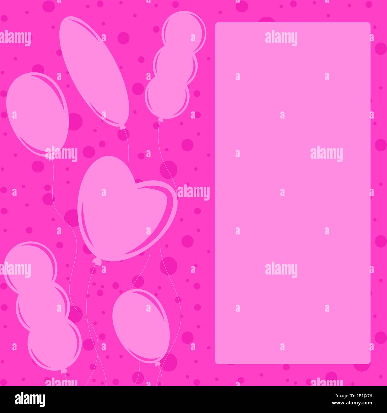 Silhouettes monochromatiques plates de ballons sur fond rose. Adapté à la carte de vœux. Illustration de Vecteur