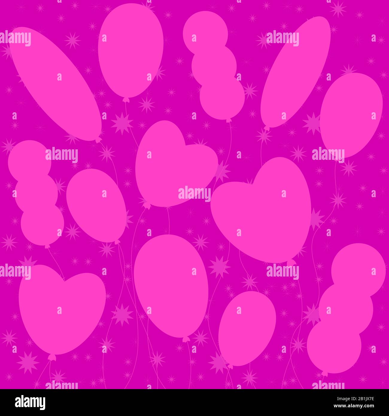 Silhouettes monochromatiques plates de ballons sur fond rose. Adapté à la carte de vœux. Illustration de Vecteur