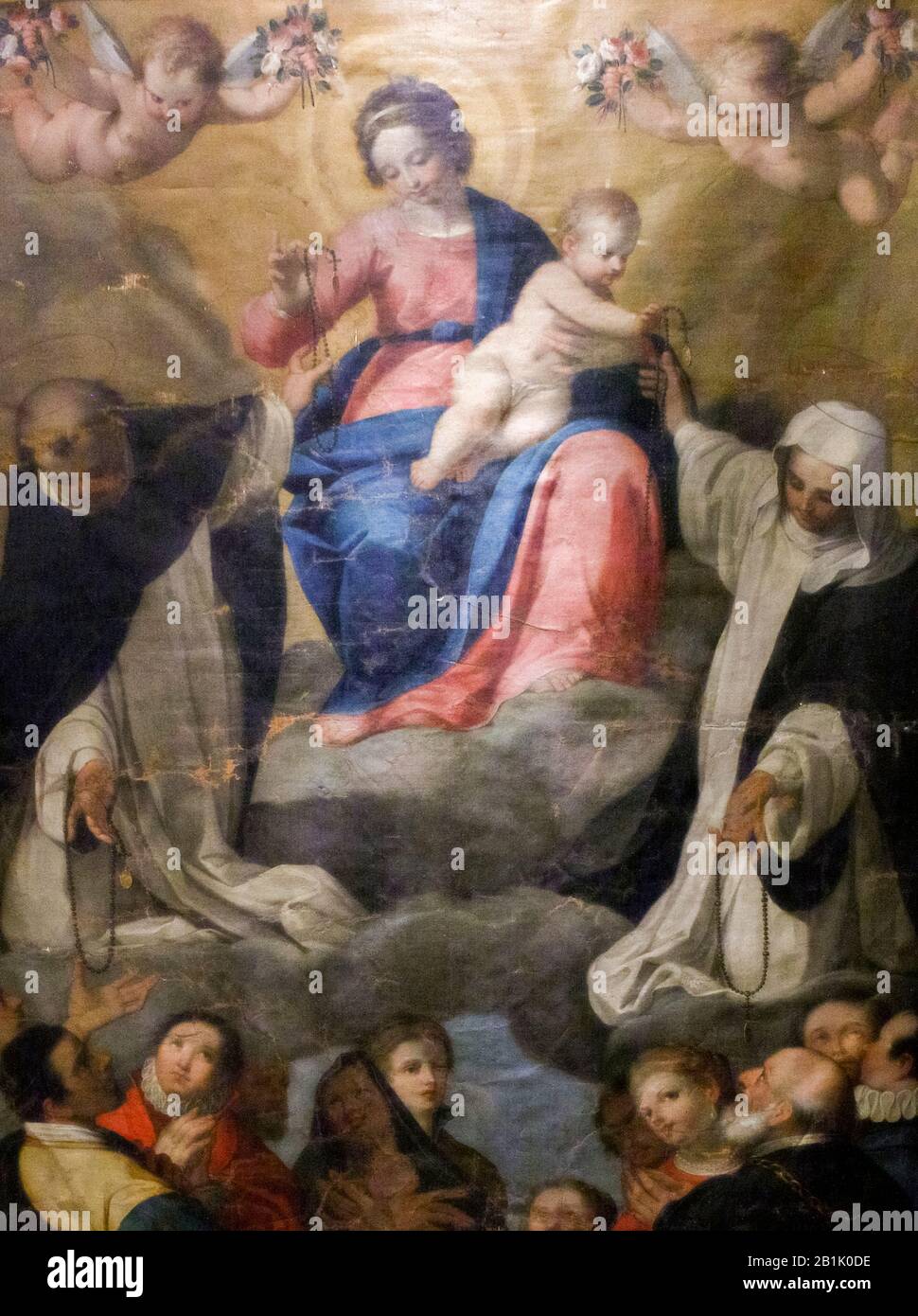Italie Marches Senigallia - Musée diocésain - Madonna du Rosaire et des Saints Dominic, Catherine de Sienne et Dévotés par Camillo Ridolfi Banque D'Images