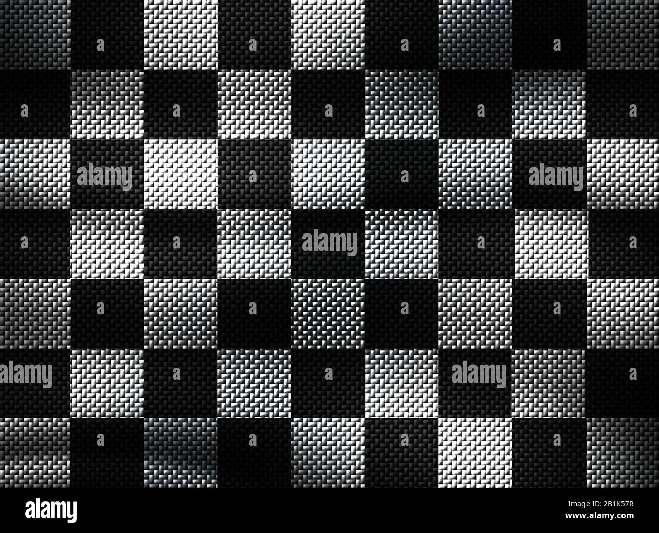 fond en fibre de carbone blanche et noire. motif à damier. conception de matériaux d'illustration en relief. style de course sportive. Banque D'Images