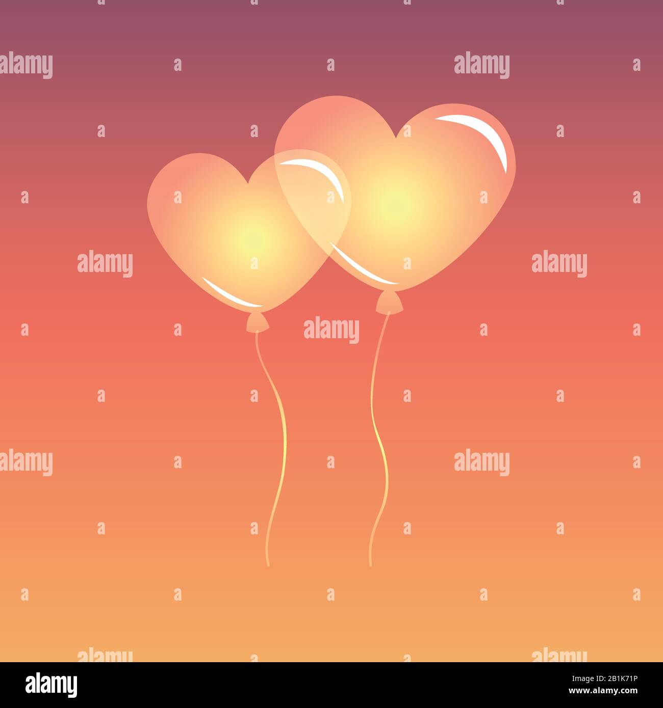 Ballons en forme de coeur dans l'illustration vectorielle de ciel EPS10 Illustration de Vecteur