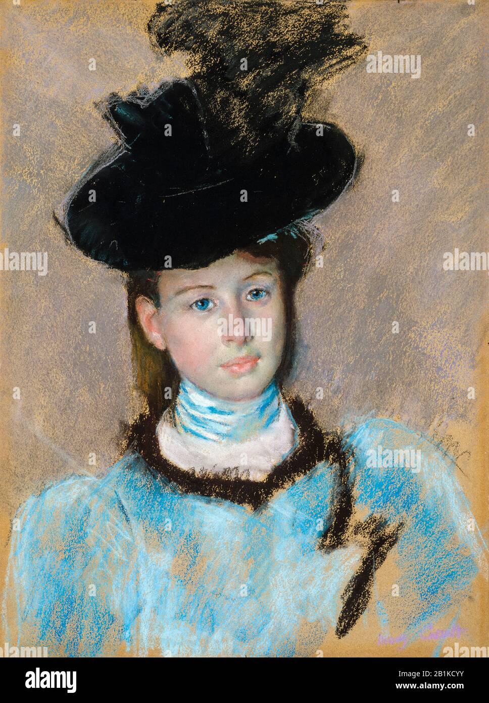 Mary Cassatt, dessin, The Black Hat, vers 1890 Banque D'Images