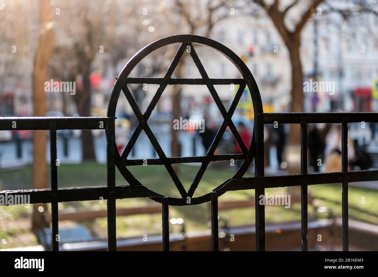 Étoile de David à la synagogue juive de Dohány Street à Budapest Banque D'Images