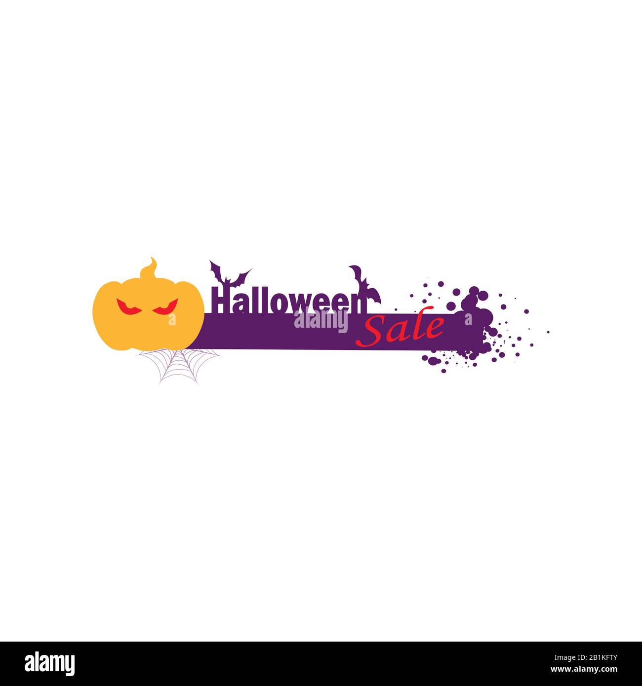Disposition élégante de la vente Vector Halloween. Citrouille d'Halloween, chauves-souris et toiles d'araignée - des réductions effrayantes Illustration de Vecteur