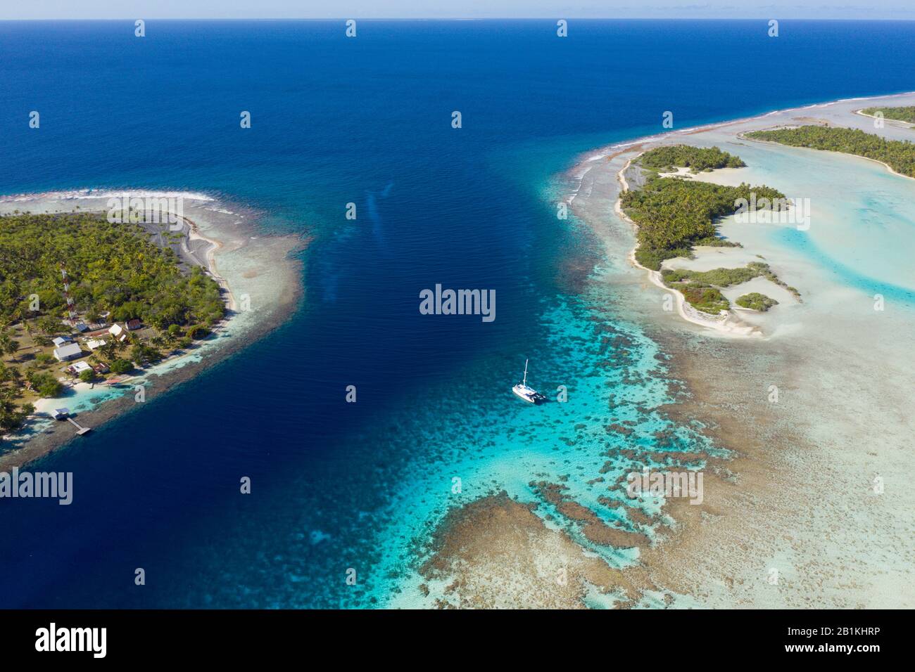 Tetamanu Pass Of Fakarava Atoll, Tuamotu Archipel, Polynésie Française Banque D'Images