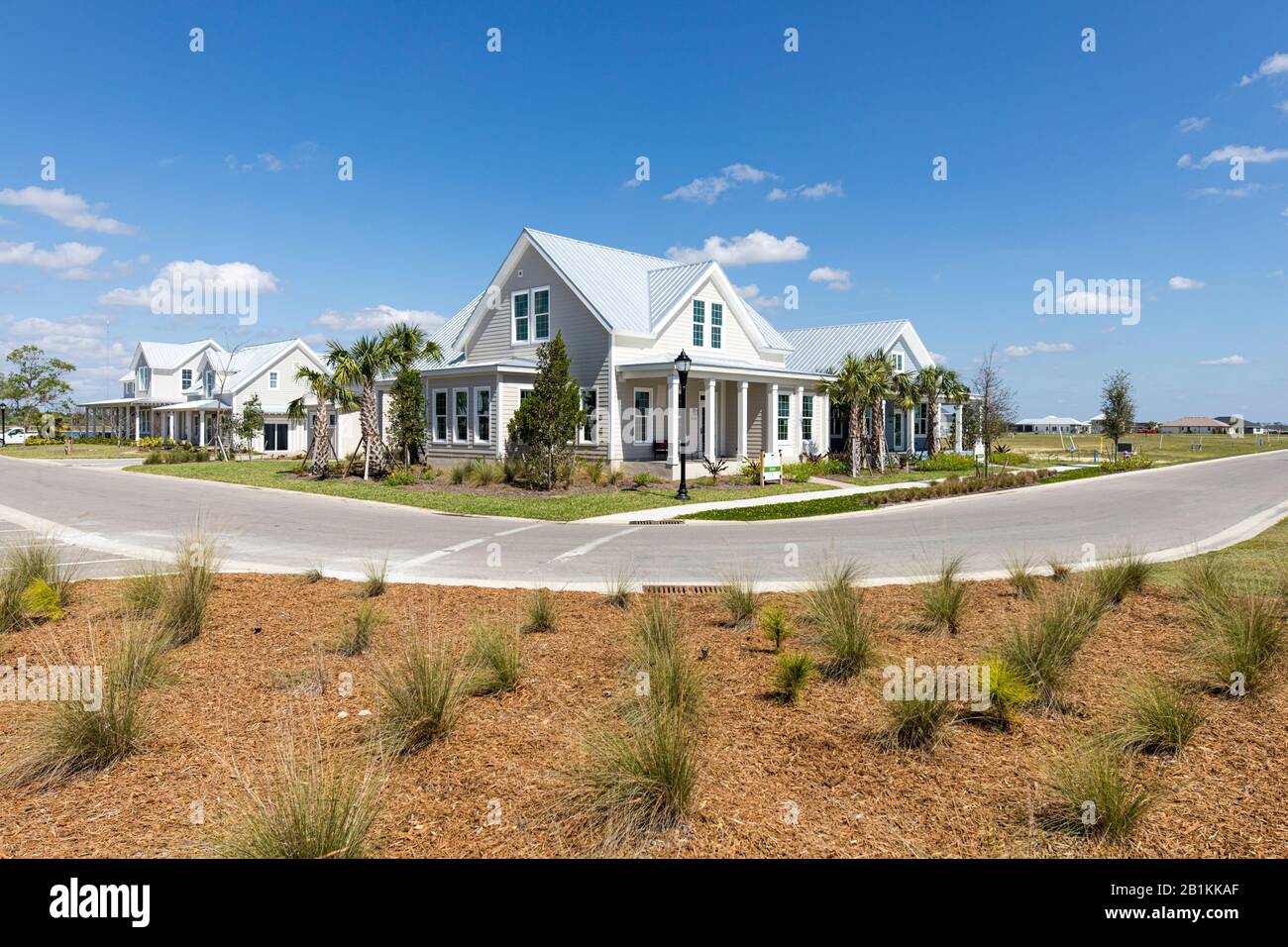 Model Home pour l'achat à Babcock Ranch Florida, une communauté alimentée par énergie solaire auto-soutenue dans le sud-ouest de la Floride. Banque D'Images