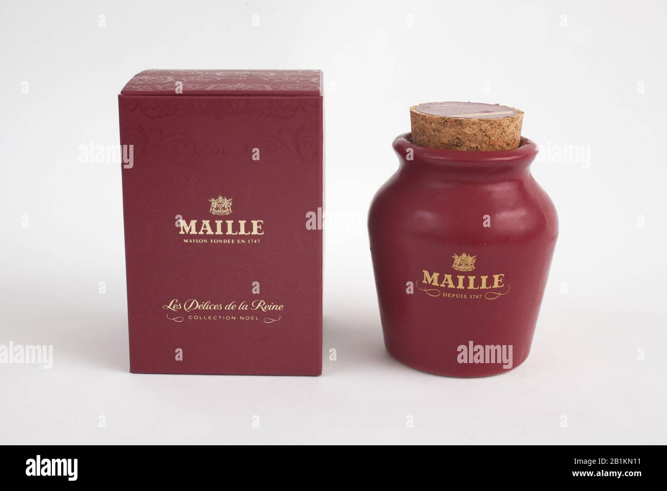 Un pot de moutarde française Melle de leur collection de Noël Banque D'Images