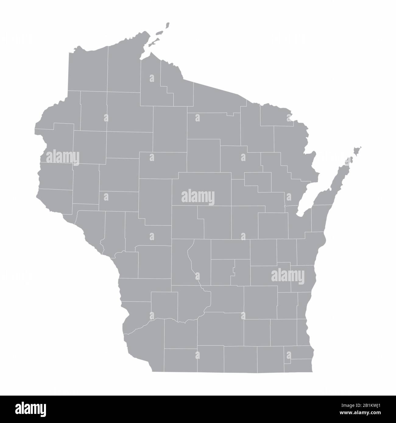 Carte des comtés du Wisconsin Illustration de Vecteur